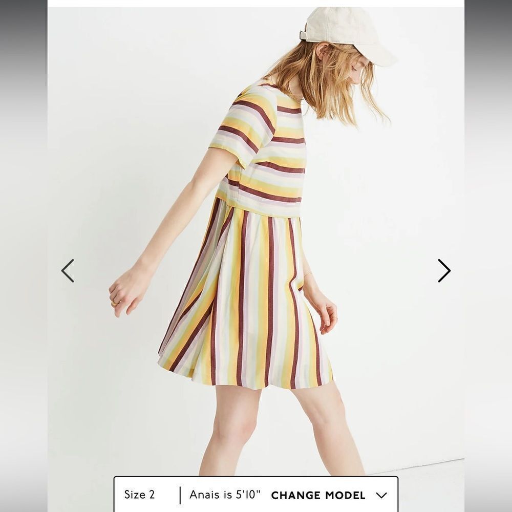 NWT Madewell Striped Scoop-Back Dress